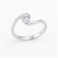 Anello da donna in oro bianco 9 kt con zircone da 5 mm – Design aperto – Misura 15 – 3.18 g – Idee Preziose dal 1987 - IP.AK18B/43